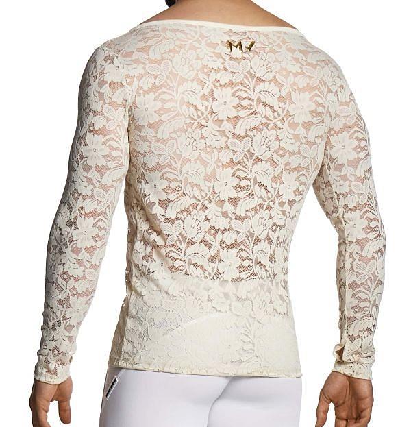 Modus Vivendi Floral Lace Longsleeves Shirt Sheer Knitted Ivory 04151 B1021