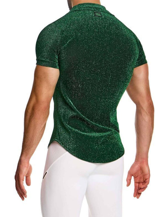 MODUS VIVENDI Glitter Shirt Slim Fit Green Lurex Yarns 26341 B88 - SexyMenUnderwear.com