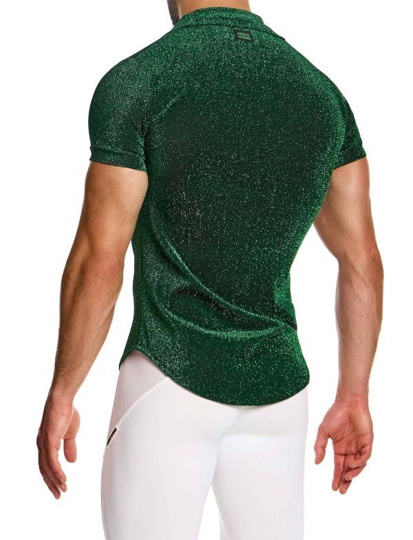MODUS VIVENDI Glitter Shirt Slim Fit Green Lurex Yarns 26341 B882