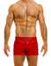 MODUS VIVENDI Glossy Shiny Vinyl 5P Shorts Viral Press - Stud & Zip 08062 in Red - SexyMenUnderwear.com