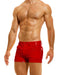 MODUS VIVENDI Glossy Shiny Vinyl 5P Shorts Viral Press - Stud & Zip 08062 in Red - SexyMenUnderwear.com