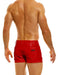 MODUS VIVENDI Glossy Shiny Vinyl 5P Shorts Viral Press - Stud & Zip 08062 in Red - SexyMenUnderwear.com