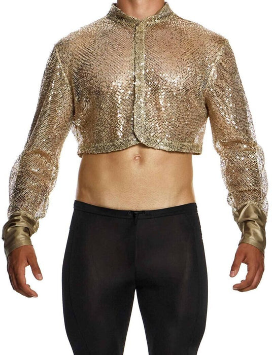 MODUS VIVENDI Harem Cardigan Polished Crop Top Boxy Fit Sequins Gold 19451 B58 - SexyMenUnderwear.com