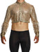 MODUS VIVENDI Harem Cardigan Polished Crop Top Boxy Fit Sequins Gold 19451 B58 - SexyMenUnderwear.com