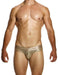 MODUS VIVENDI Harem Jockstrap Slim Fit Shiny Jacquards Sequins Gold Jock 19412 - SexyMenUnderwear.com