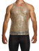 MODUS VIVENDI Harem Tank Top Slim Fit Sleeveless Sequins Gold 19431 B58 - SexyMenUnderwear.com