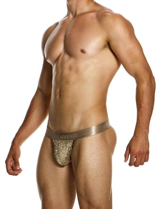 MODUS VIVENDI Harem Thong Slim Fit T - String Shiny Jacquards Sequins Gold 194111