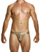 MODUS VIVENDI Harem Thong Slim Fit T - String Shiny Jacquards Sequins Gold 19411 - SexyMenUnderwear.com