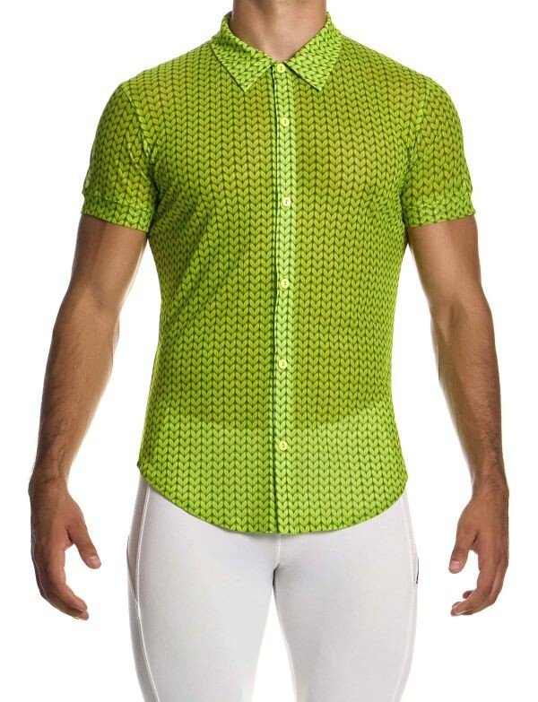 Modus Vivendi Illusion Shirt Muscle Fit Elasticated Mesh Chemise Green 04542 79a4