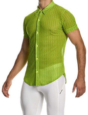 Modus Vivendi Illusion Shirt Muscle Fit Elasticated Mesh Chemise Green 04542 79a2