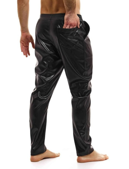 Modus Vivendi Leather Pants Carrot Fit Joggers Faux - Look Black 20563 B79 - SexyMenUnderwear.com