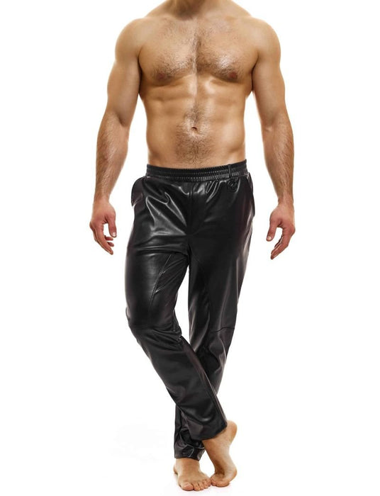 Modus Vivendi Leather Pants Carrot Fit Joggers Faux - Look Black 20563 B79 - SexyMenUnderwear.com