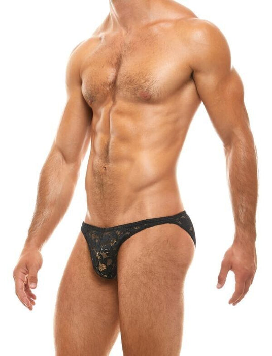 Modus Vivendi Low - Cut Brief Floral Lace Transparent Sheer Briefs Black 04111 B48 - SexyMenUnderwear.com