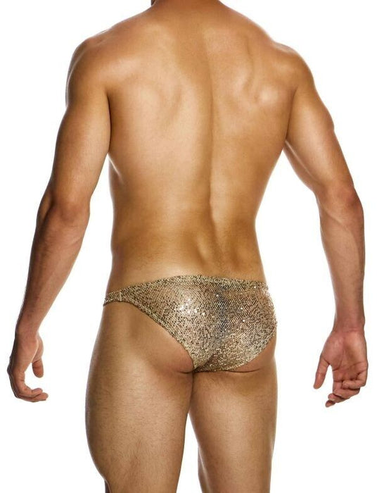 MODUS VIVENDI Low - Cut Brief Harem Bikini Style Shiny Gold Sequins 19413 - SexyMenUnderwear.com