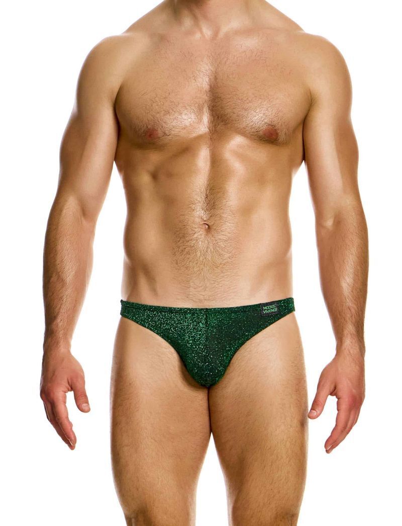 Modus Vivendi Low - Cut Briefs Glitter Knitted Lurex Yarns Green Brief 26314 B873