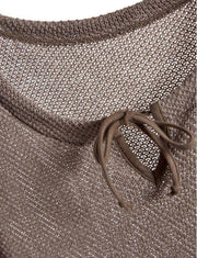 MODUS VIVENDI Micro Crochet Knitted Shirt Muscle - Fit in Brown 22441 B1033