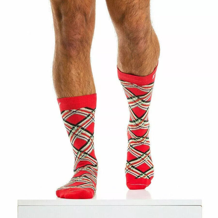 Modus Vivendi Mid - Cut Socks Cotton Ribbed Cuffs Sock Red XS2014 B62 - SexyMenUnderwear.com