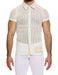 MODUS VIVENDI Muscle Fit Striped Crochet Shirt Knitted Chemise Natural 07441 - SexyMenUnderwear.com