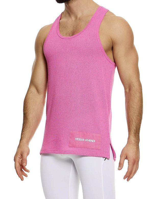 Modus Vivendi Plain Knit Tank Top Sleeveless Knitted in Pink 09431 B1001