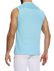 Modus Vivendi Plain Knitted Sleeveless Linen Tank Top Light Blue 09432 1013
