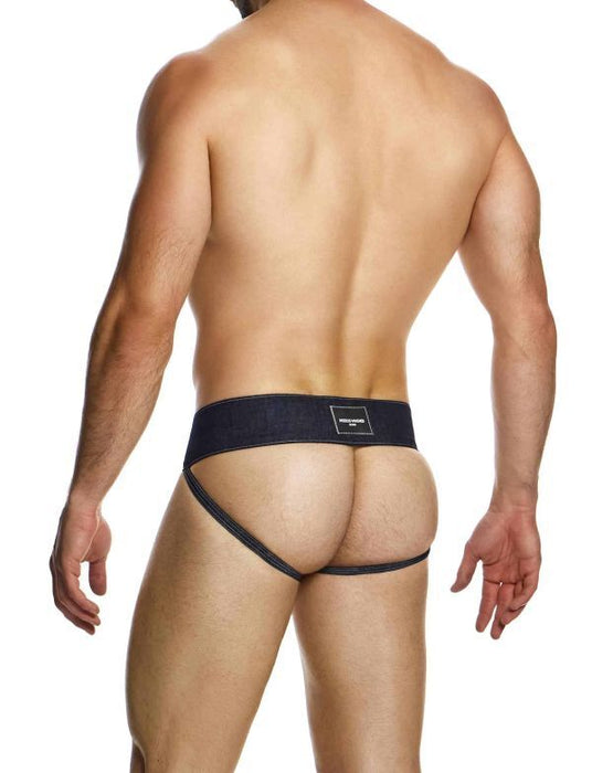 Modus Vivendi Raw Denim Jockstrap Two Nickel Snap Buttons Blue Jock 11411 183 - SexyMenUnderwear.com