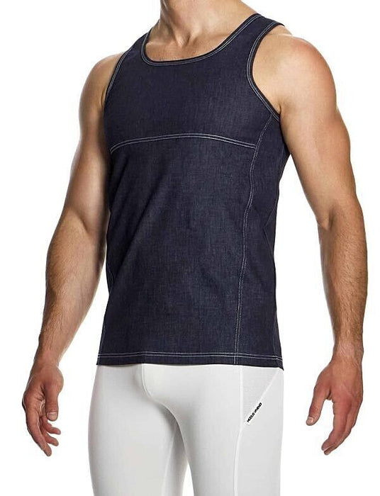 Modus Vivendi Raw Denim Tank Top Sleeveless Blue 11432 B44 - SexyMenUnderwear.com