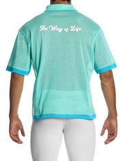 MODUS VIVENDI Retro Cotton Shirt Semi - Transparent Micro Fishnet Mint 05542 B984