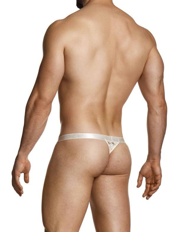 Modus Vivendi Sheer Floral Lace Thong Knitted Semitransparent Ivory 04114 B1023