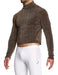 Modus Vivendi Shirt Crackled Crop Roll Neck Brown Metallic Yarns 25351 - SexyMenUnderwear.com