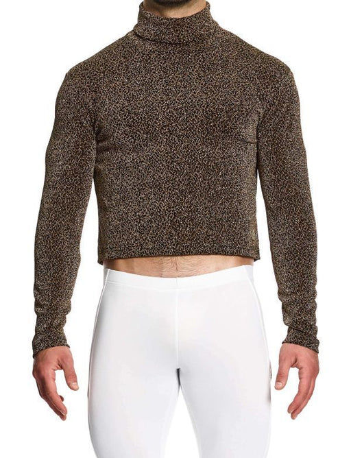 Modus Vivendi Shirt Crackled Crop Roll Neck Brown Metallic Yarns 253511