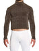 Modus Vivendi Shirt Crackled Crop Roll Neck Brown Metallic Yarns 25351 - SexyMenUnderwear.com