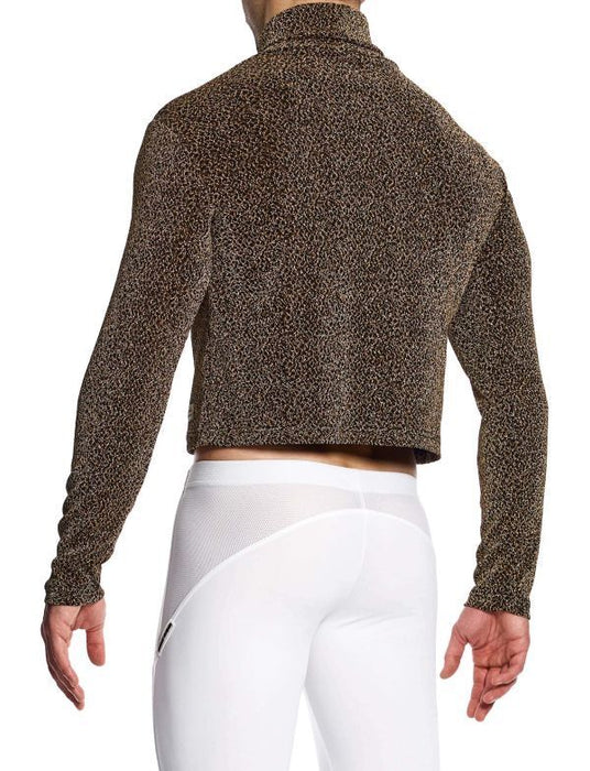 Modus Vivendi Shirt Crackled Crop Roll Neck Brown Metallic Yarns 25351 - SexyMenUnderwear.com