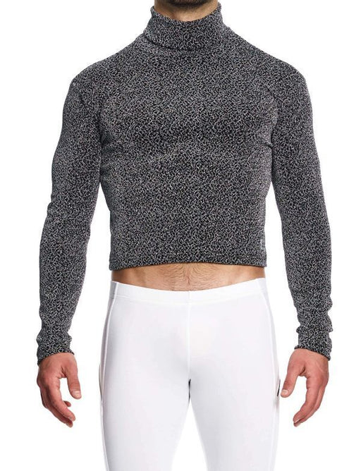 Modus Vivendi Shirts Crackled Crop Roll Neck Grey Metallic Yarns 25351 - SexyMenUnderwear.com