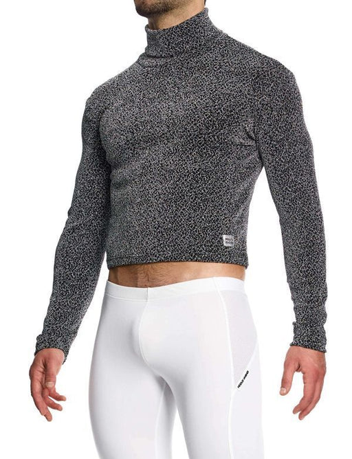 Modus Vivendi Shirts Crackled Crop Roll Neck Grey Metallic Yarns 253512