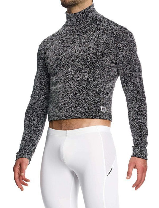 Modus Vivendi Shirts Crackled Crop Roll Neck Grey Metallic Yarns 25351 - SexyMenUnderwear.com