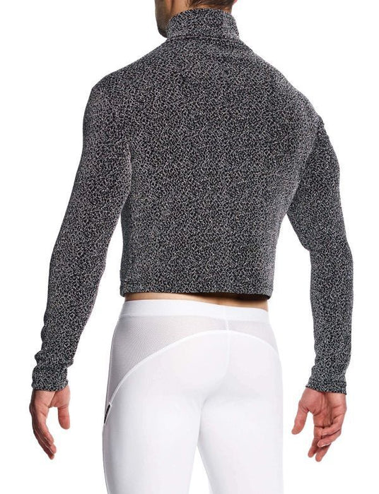 Modus Vivendi Shirts Crackled Crop Roll Neck Grey Metallic Yarns 25351 - SexyMenUnderwear.com