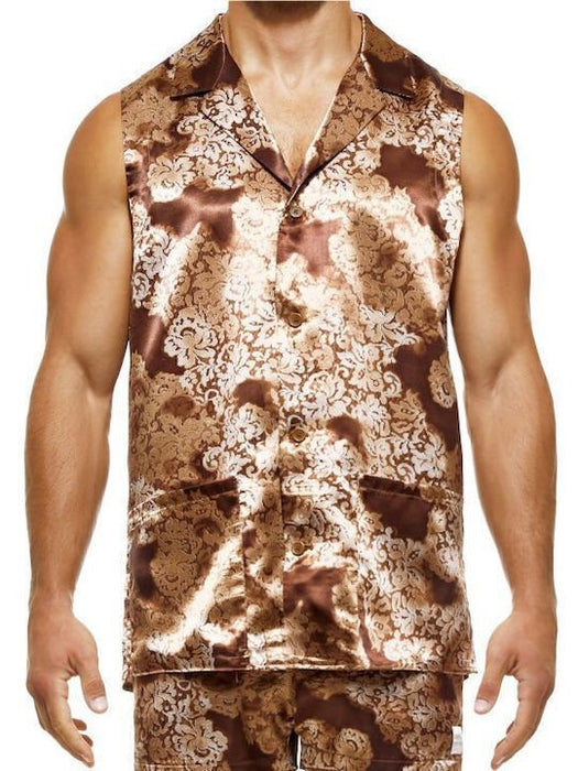 Modus Vivendi Short + Tank Pyjama Floral Lace Abstract Lightweight - Satin AA2252 - SexyMenUnderwear.com