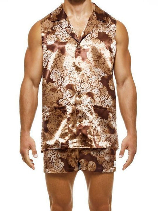 Modus Vivendi Short + Tank Pyjama Floral Lace Abstract Lightweight - Satin AA2252 - SexyMenUnderwear.com