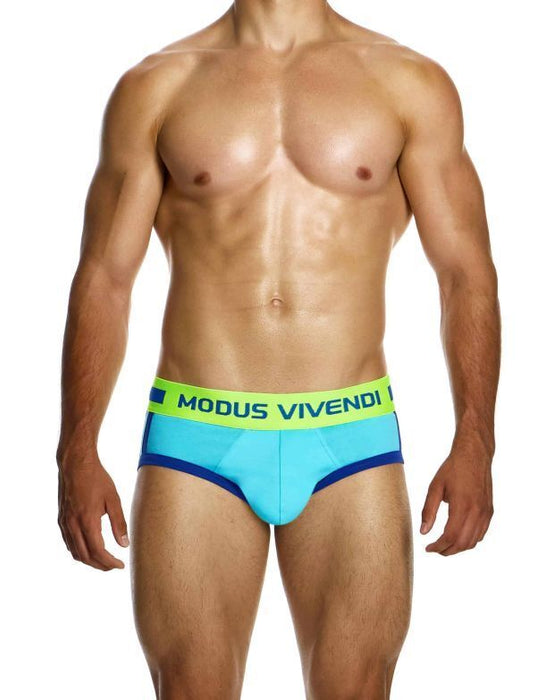 Modus Vivendi Sporty Briefs Classic Cut Jacquard Cotton Knitted 12414 Blue - SexyMenUnderwear.com