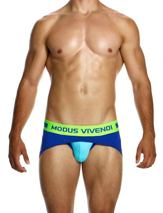 Modus Vivendi Sporty Fly Jockstrap Original Peplum Knitted Jock Blue 12413 - SexyMenUnderwear.com