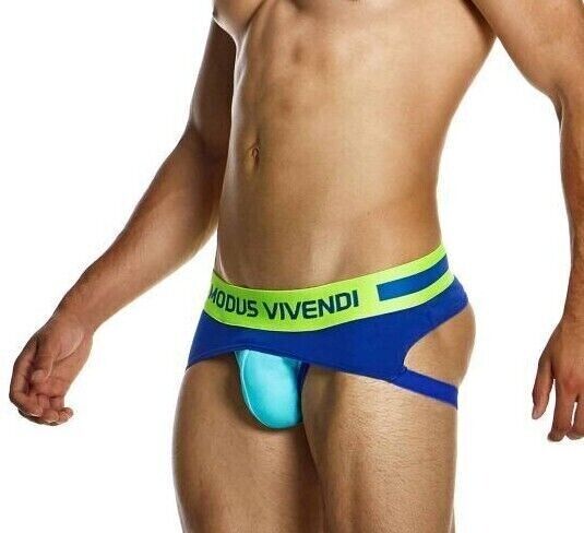 Modus Vivendi Sporty Fly Jockstrap Original Peplum Knitted Jock Blue 12413 - SexyMenUnderwear.com