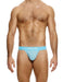 MODUS VIVENDI Stretch Jock Striped Crochet Knitted Jockstrap in Light Blue 07412 - SexyMenUnderwear.com