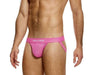 MODUS VIVENDI Stretch Jock Striped Crochet Knitted Jockstrap in Pink 07412 - SexyMenUnderwear.com