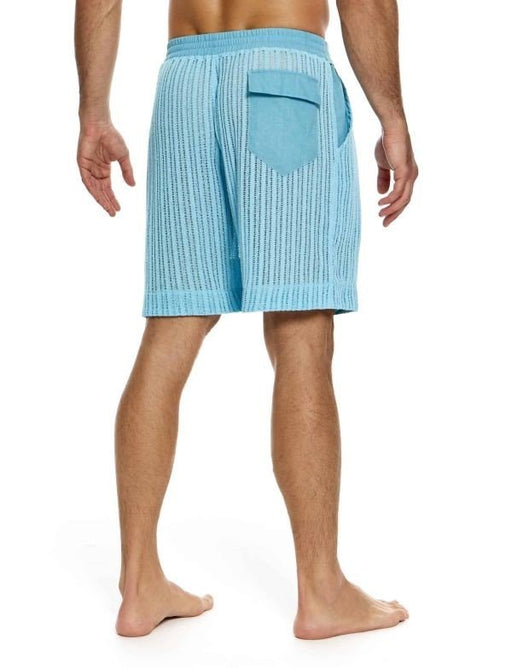 Modus Vivendi Striped Crochet Belted Bermuda Straight Fit Short Blue 07461 B962