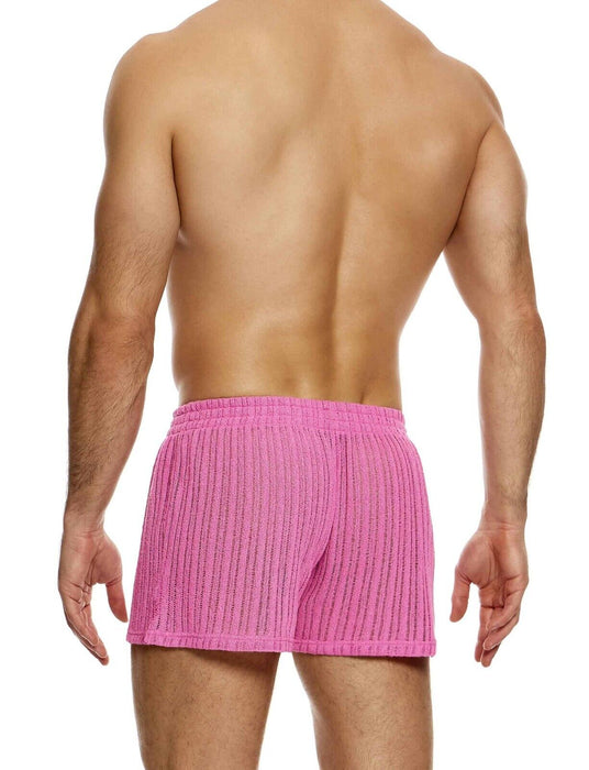 MODUS VIVENDI Striped Crochet Boxer Shorts Elastic Knitted Pink 07421 - SexyMenUnderwear.com