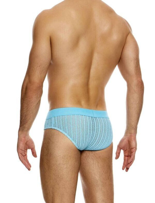 MODUS VIVENDI Striped Crochet Classic Knitted Briefs Stretch in Light Blue 07414 - SexyMenUnderwear.com