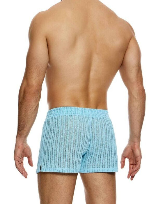 MODUS VIVENDI Striped Crochet Knitted Boxer Shorts Light Blue 07421 - SexyMenUnderwear.com