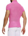 MODUS VIVENDI Striped Crochet Shirt Knitted Muscle Fit Chemise Pink 07441 B90 - SexyMenUnderwear.com