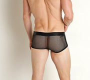 MODUS VIVENDI Striped Through Boxer Trunk Jaquard Micro Fishnet Black 01422 90A5