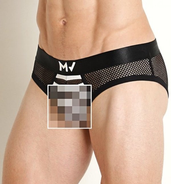 MODUS VIVENDI Striped Through Classic Brief Jaquard Fishnet Black 01416 90A1